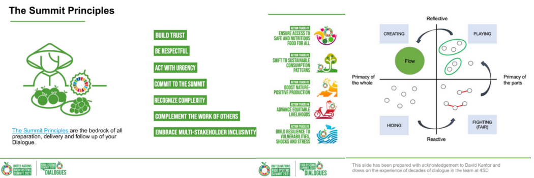 Extraído de la guía para organizadores de Diálogos para la Cumbre de los Sistemas Alimentarios, créditos 4SD.